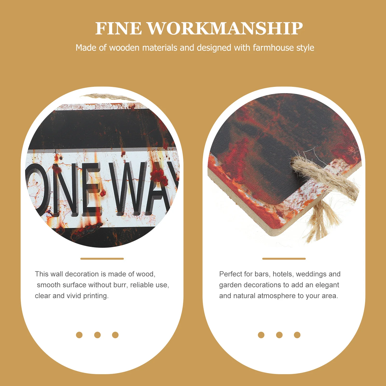 

Rustic Wall Hanging Ornament Wooden Craft Decor Smooth Surface No Burr Easy to Carry Hanging Ornament Rustic Wood Sign