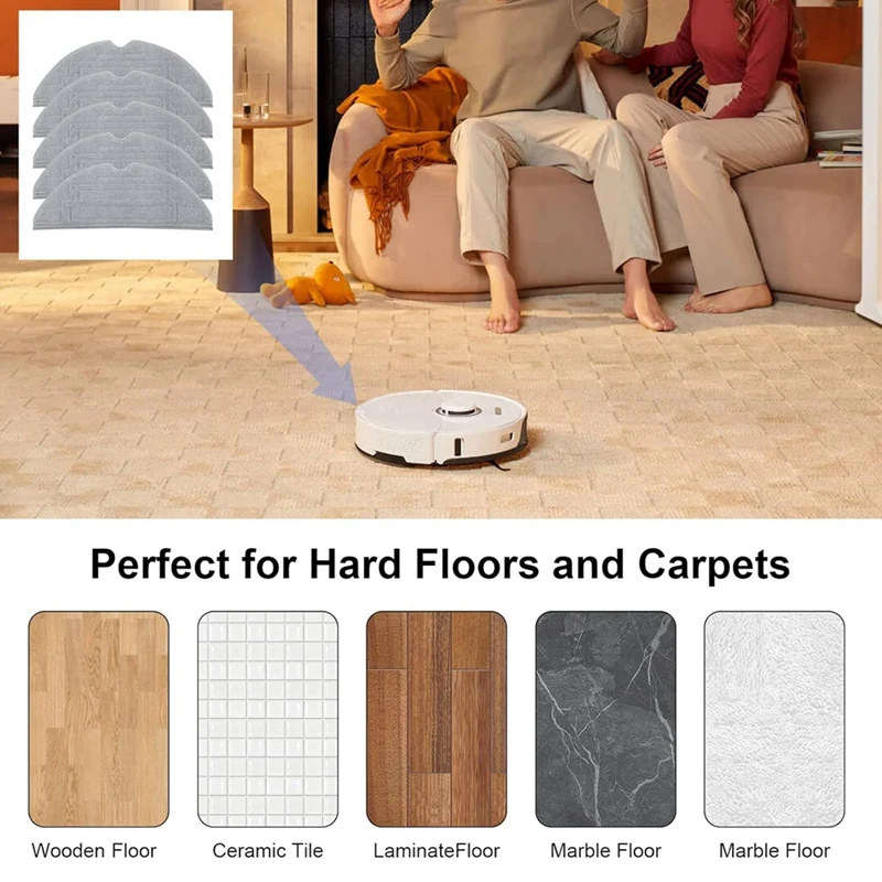 5 шт. подушечки для швабры для робота-пылесоса Roborock S8, S8 +, S8 Pro Ultra, моющиеся многоразовые подушечки Vibrarise 2.0