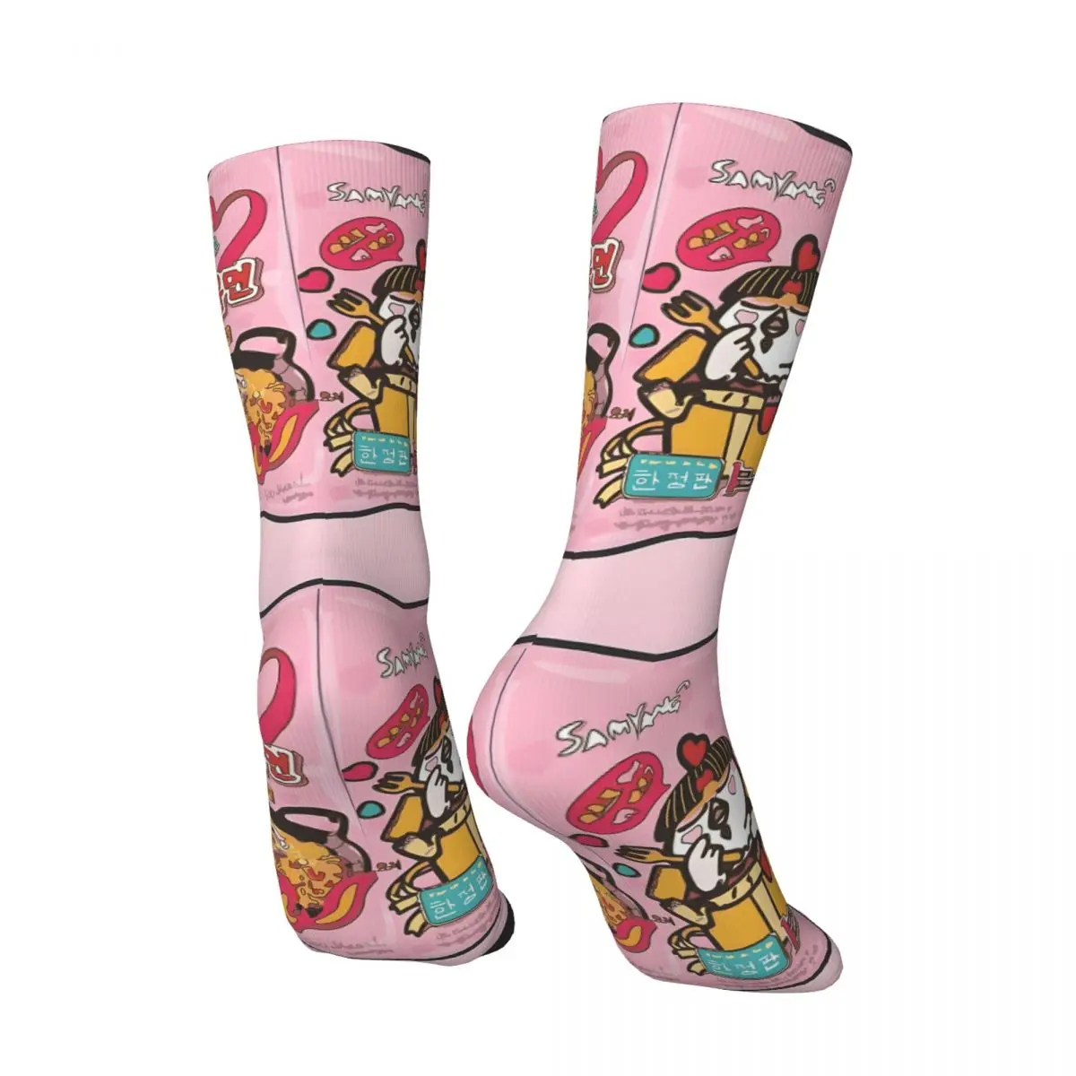 Funny Happy Men's compression Socks Samyang Carbonara Vintage Harajuku Ramen Noodle Street Style Novelty Pattern Crew Crazy Sock