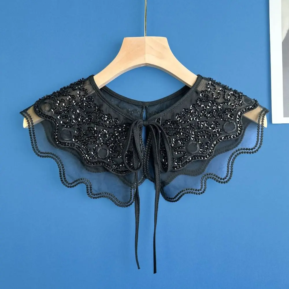 

Fashion Double Fake Collar Dress Blouse Decor Fake Collar Dingzhu Shawl Collar Lace Up Shawl Detachable Shirt Collar