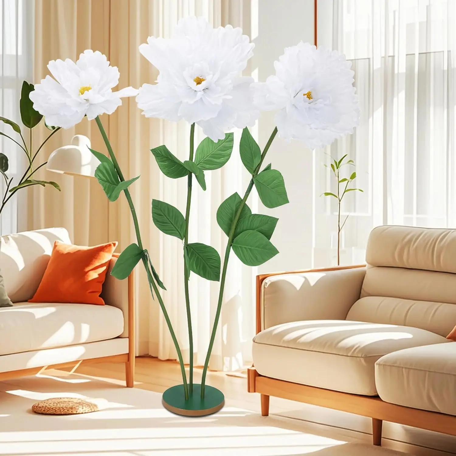 

5 Ft Giant Flowers For Decoration With Stand Features A Thickened Reinforced Stem For Outdoor Stability -Large Paper Flowers