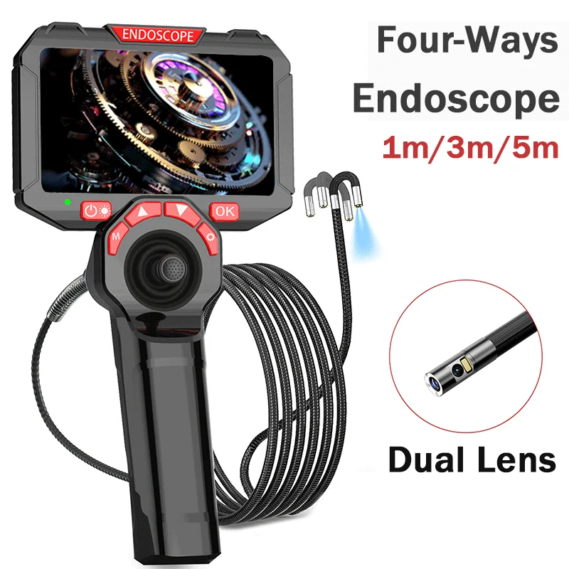 4.5inch Borescope 6mm dual lens 720 ° steering handheld HD Aviation maintenance pipeline inspection endoscope camera