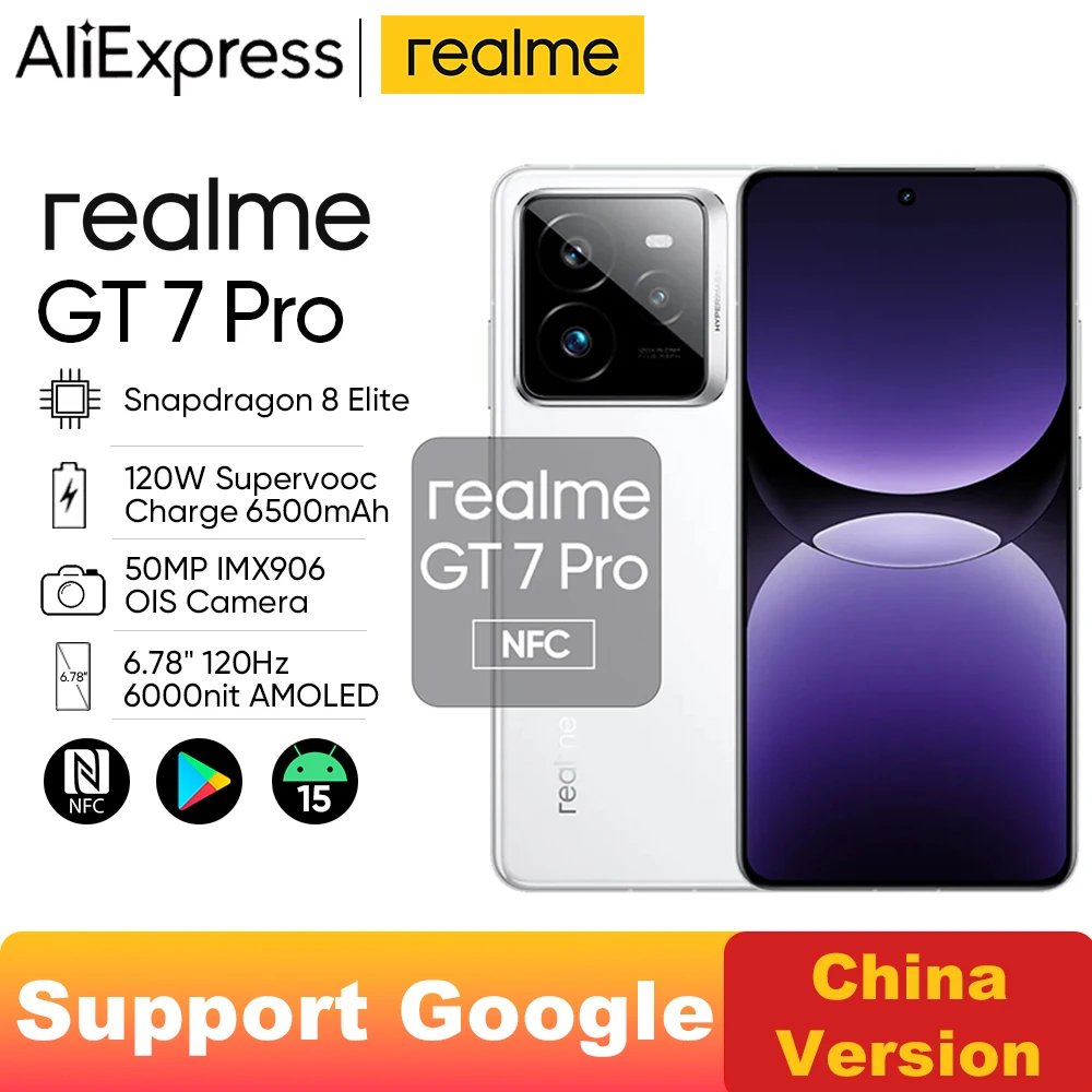 [WORLD PREMIERE] Entsperrt Realme GT7 Pro 6500 mAh 120 W Supervooc Snapdragon 8 Elite 6,78 Zoll AMOLED 50 MP Sony IMX906 GT 7 Pro