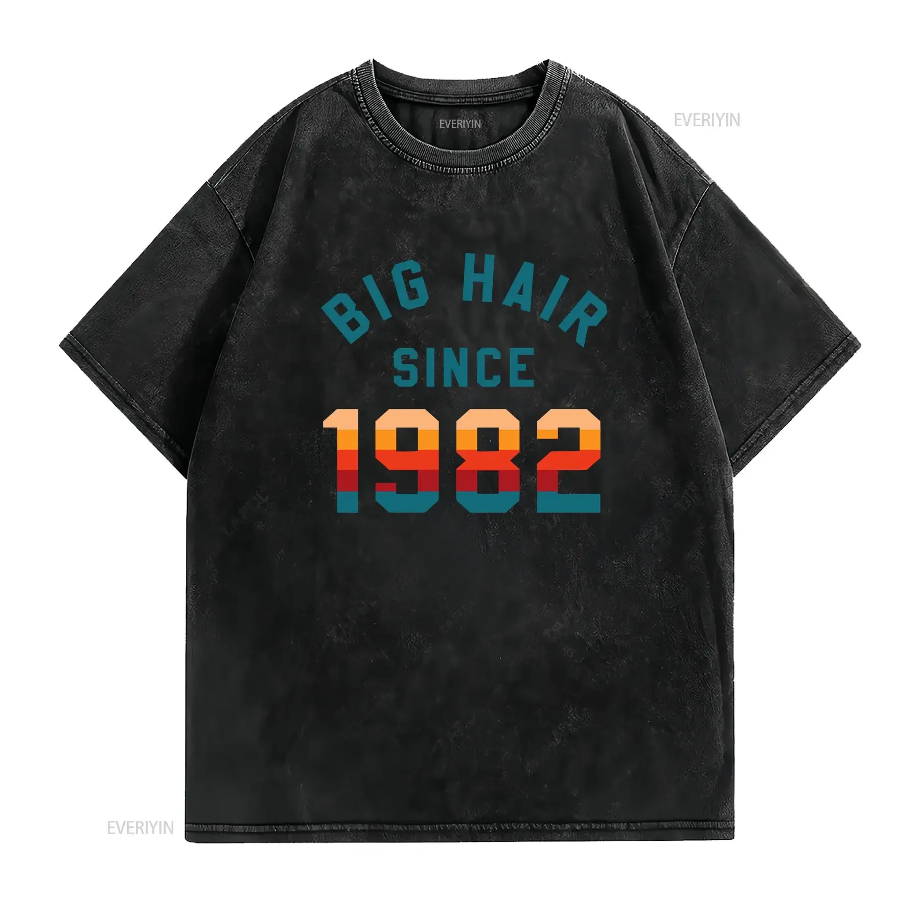 Big Hair Since 1982 Love The 80's 1980's T Shirt Party Birthday Women's vintage Washed Comfortable Breathable fashion Casual