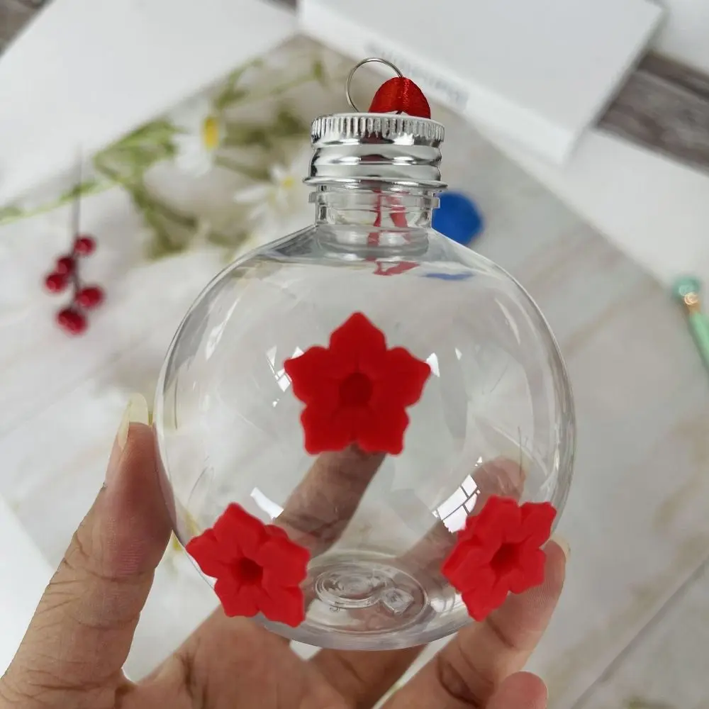 

PET Hummingbird Feeder Transparent Visible Spherical / Heart Shape Hanging Bird Feeder 3 Ports Leak Proof Bird Water Fountain
