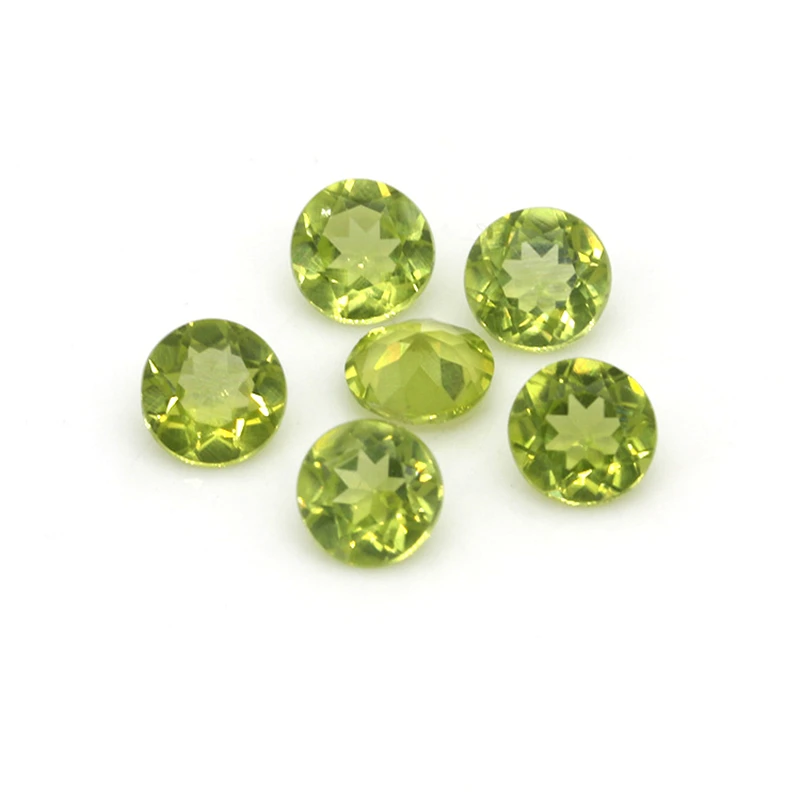 Factory Wholesale 100% Real Natural Circular Olivine Peridot Gemstone Loose Gems Diy Material for Jewelry