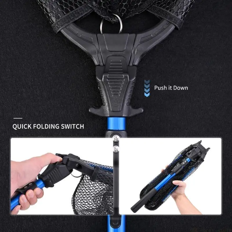 

31BE Портативная рыболовная сеть из алюминиевого сплава, телескопическая сачка для детей и взрослых