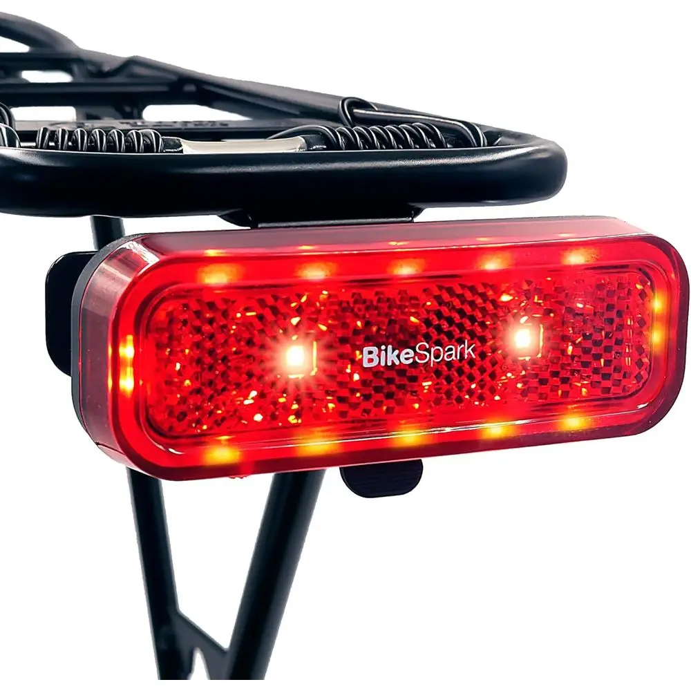 

Rechargeable Auto-Sensing Rear Light, 240Hr Battery, Precise Cargo Rack Brake Sensor, Large Reflector, 50/80mm Mount, Easy Relea