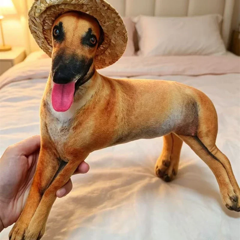 3D Realistisches Greyhound-Plüschkissen Liegender Whippet Kawaii Hund Stofftier-Kissen Simuliertes Tierpüppchen Wohndekor Sammlerstück Geschenk – Detail 5