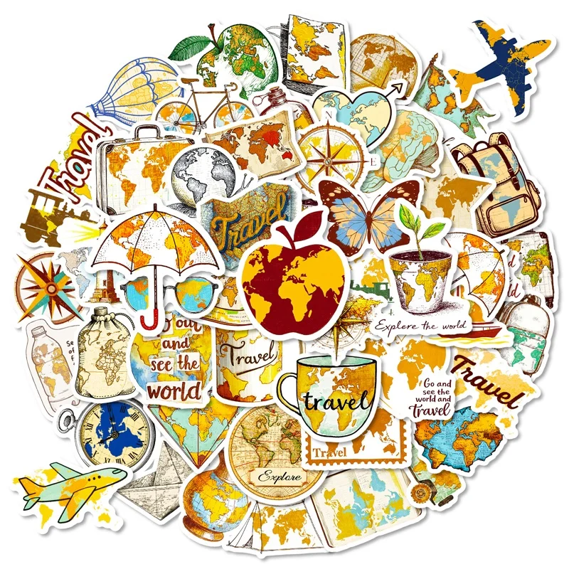 10/30/50 Uds. Mapa de colores bonitos pegatina adhesiva de PVC decoración estética DIY para niños Scrapbooking suministros de contabilidad manual