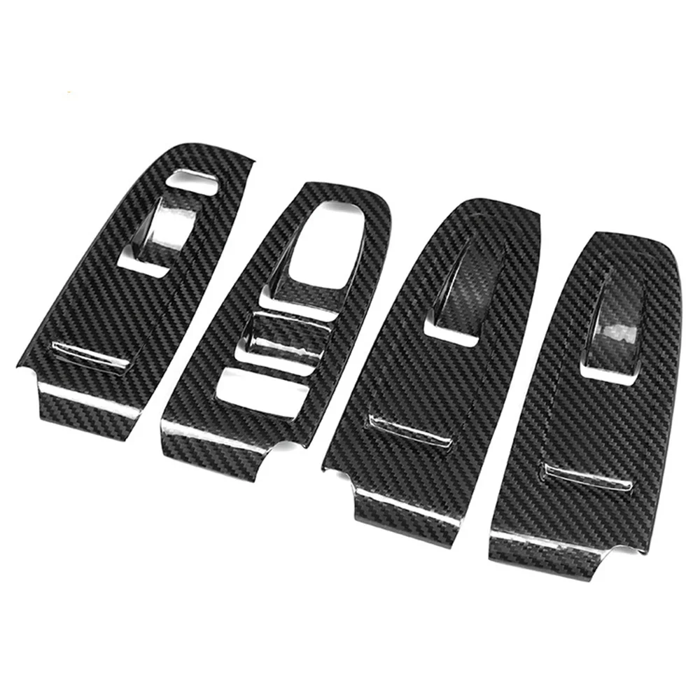 Car Real Dry Carbon Fiber Interior Window Lift Switch Button Trim Cover Frame Panel Regulator DecorationFor Subaru WRX 2022+ image 3