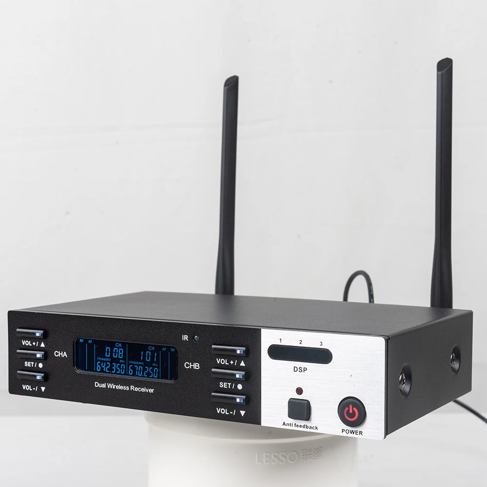 ميكروفون لاسلكي محمول باليد UHF ، ميكروفون كاريوكي لأداء المسرح KTV المنزلي ، من من من وإلى MHz ، DSP ، 2 قناة