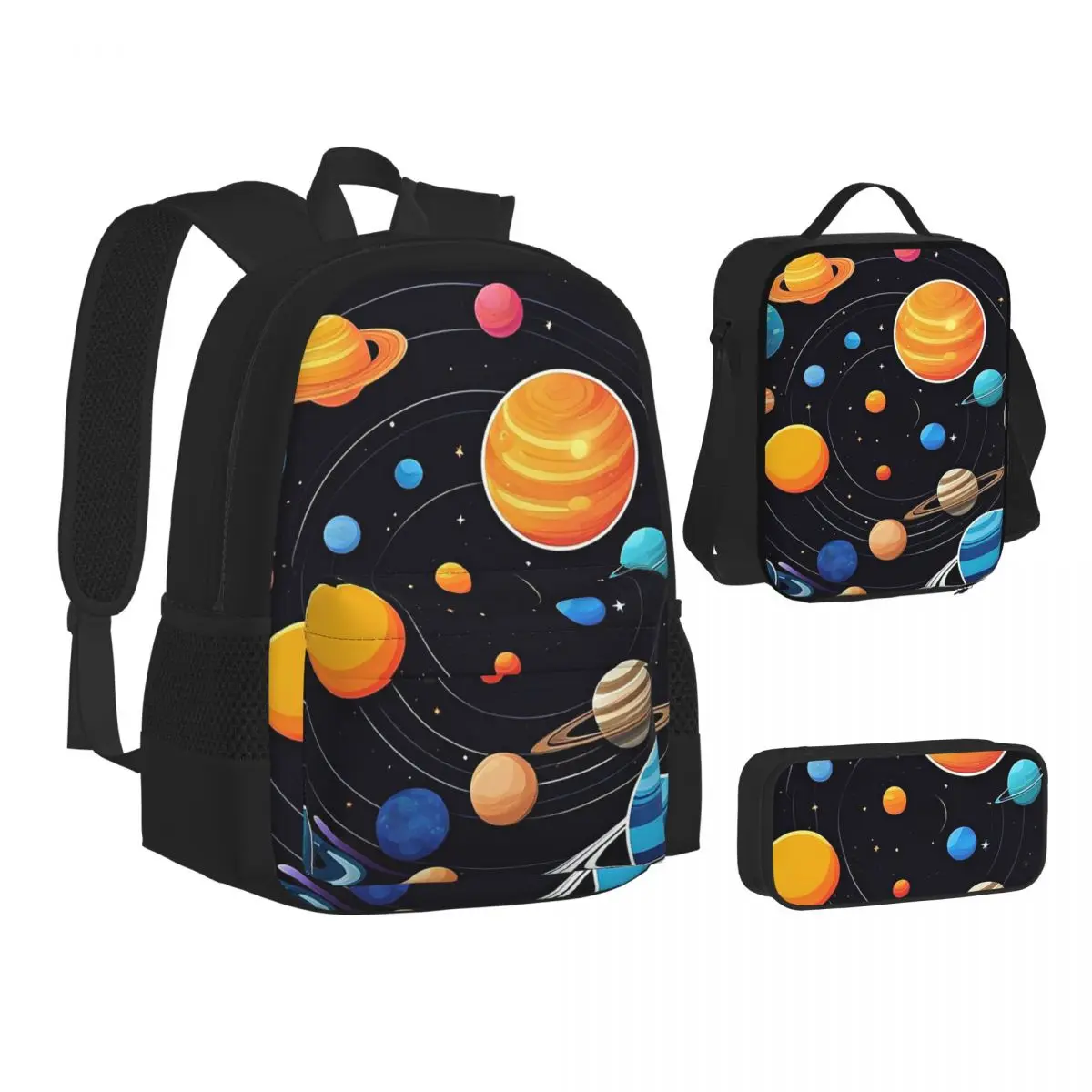 

Solar System Space Planets Universe Backpacks Bookbag Children School Bags Kids Rucksack Lunch Bag Pen Bag Three-Piece Set