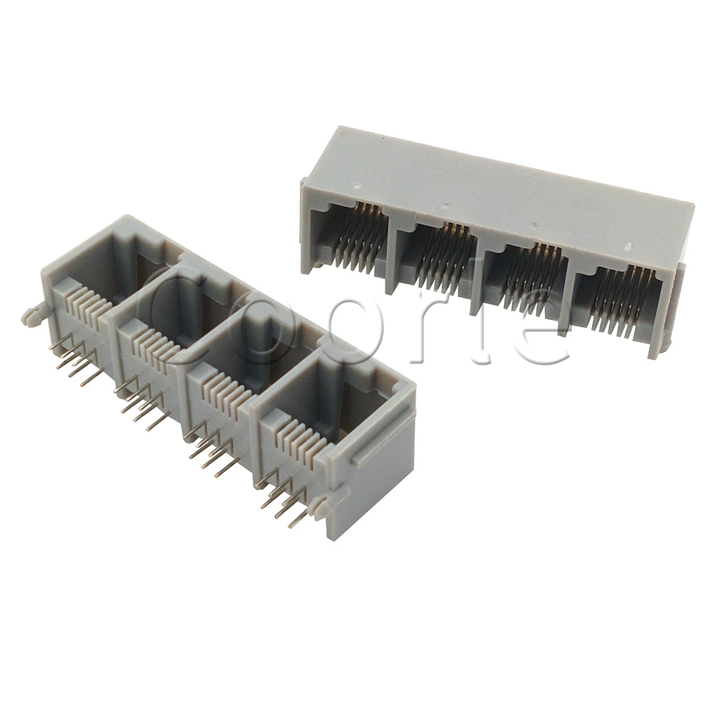 5PCS RJ12 6P6C Connector Right Buckle 1*4 RJ11 Socket RJ25 Telephone Modular Jack 5521 4 Ports Female For EV3 Vex IQ