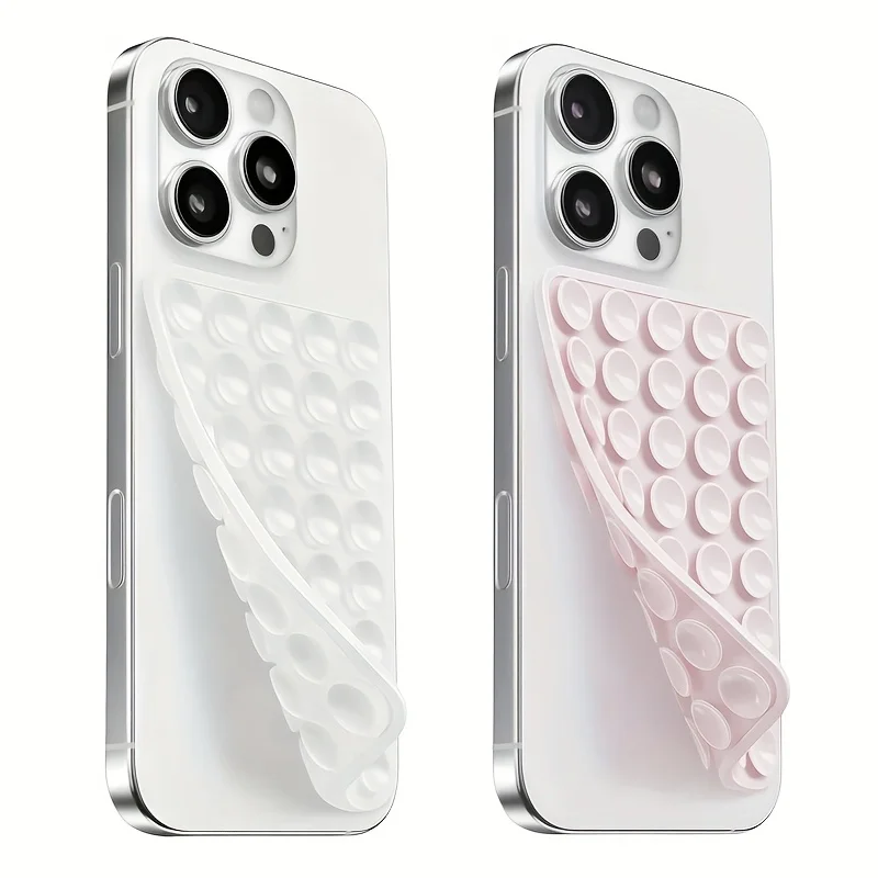 2pcs Double-Sided Silicone Suction Cup Phone Stand for Iphone  Android  Adjustable Angle for Makeup Fitness Yoga Binge-Watching