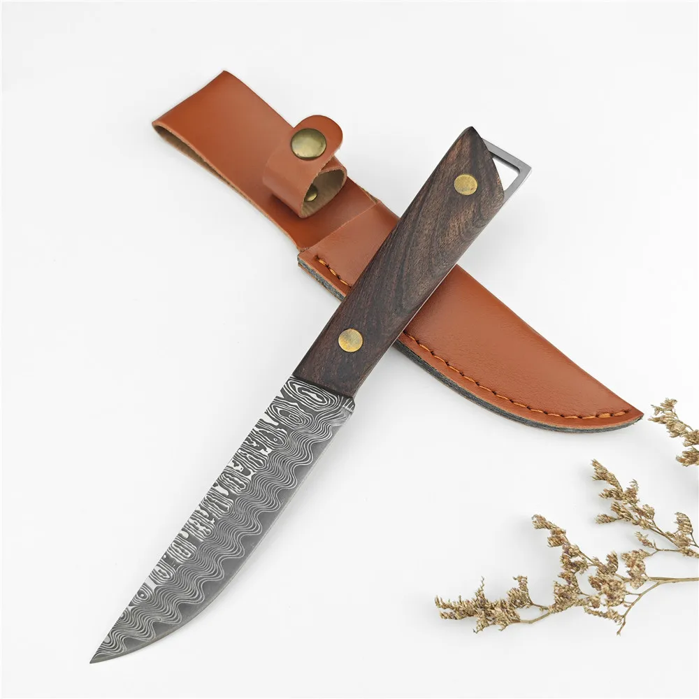 

Full Tang Fixed Blade Wood Handle Knife Camping Pocket EDC Tools Self Defense Survival Knives Hunting Tactical Portable Knife