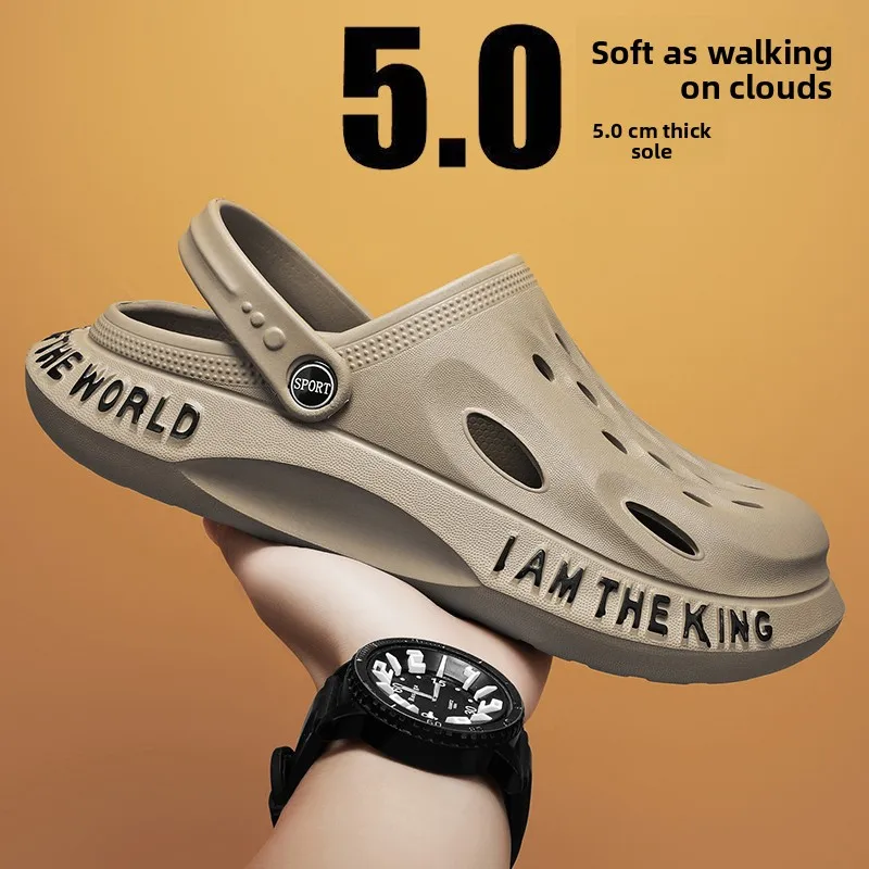 

Men's Summer Outdoor Anti-Slip Sports Beach Slippers Large Size Clog Shoes Wear-Resistant Thick Bottom Flat Footwear