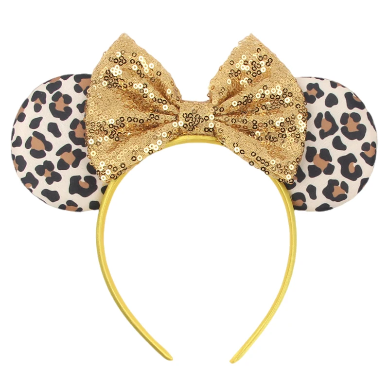 Niedliche Haarbänder mit Mausohren und Leopardenmuster für Mädchen, Babys und Frauen, mit Pailletten und 5 cm Schleifen, Haaraccessoires für Erwachsene, Haarbänder, Geschenk für Kinder. – Detail 11