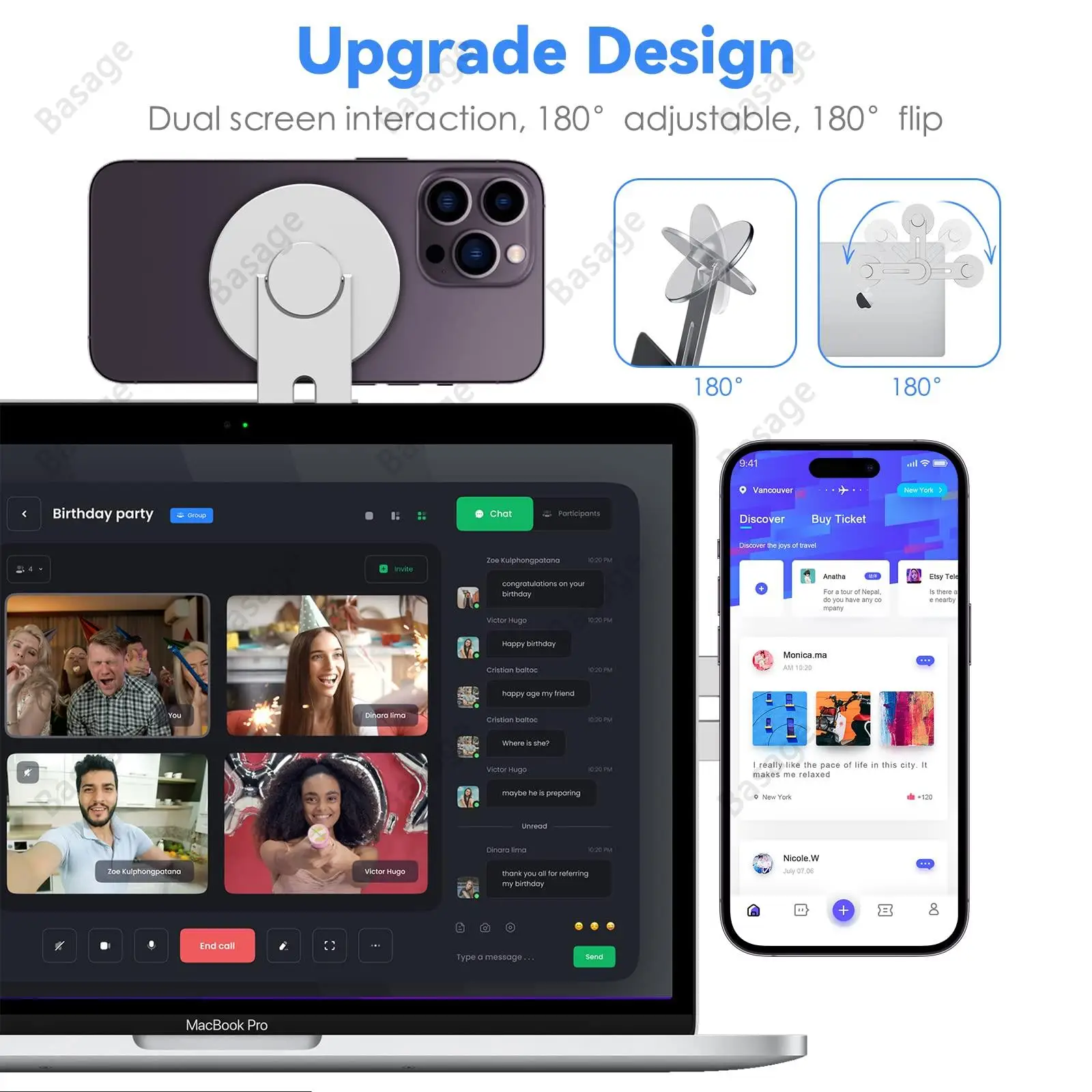 แม่เหล็กแล็ปท็อปผู้ถือโทรศัพท์,ปรับความต่อเนื่องกล้อง Mount สำหรับ Magsafe iPhone,สำหรับ IOS 16 MacBook MacOS 13 Ventura