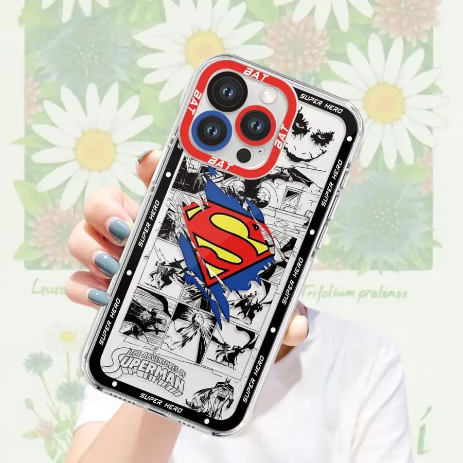 B-Batman Spider S-Superman Logo Phone case for iPhone 16 15 14 12 11 13 Plus Pro ProMax 13 Mini 12 Mini X XS Max XR 7 8 SE funda