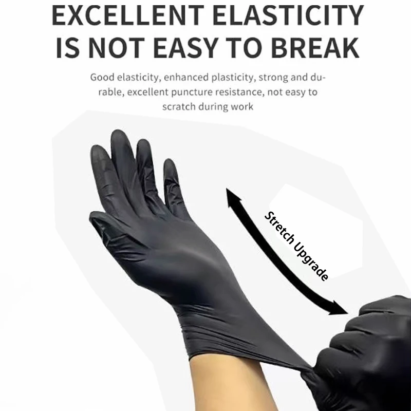 100/50/20 Stück schwarze Nitril-Handschuhe, verdickte Einweghandschuhe zum Reinigen, Friseur, wasserdichte Geschirrspülen, Tattoo-Handschuhe