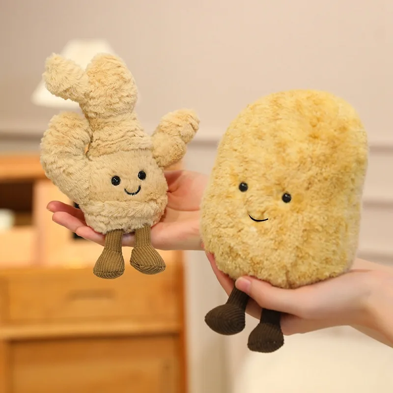 JC boneca divertida pequena batata gengibre brinquedo de pelúcia realista batata vegetal brinquedo de pelúcia