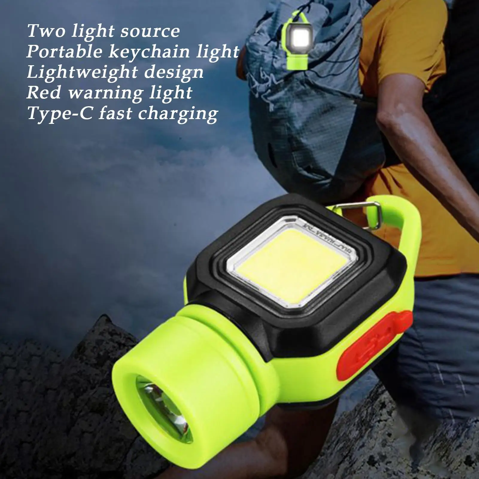Keyring Flashlight Rechargeable Portable Survival Gear Keychain Torch Light For Camping Hiking Cycling Fishing Dog Walking