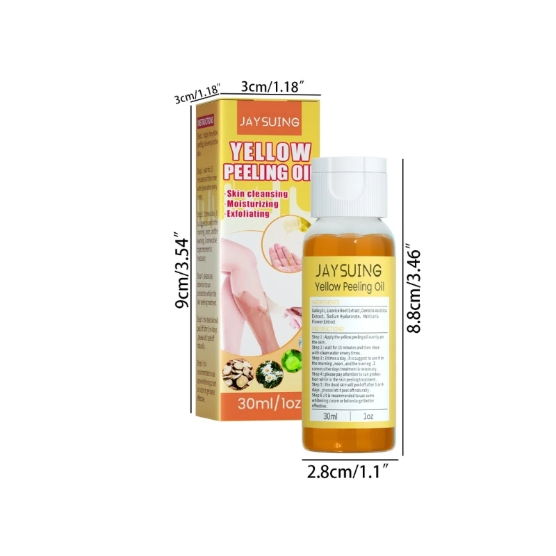 Yellow Peeling Oil for Dark Skin with Salicylic Acids Sodium Hyaluronate Natural Plant Extracts Safe for Face Body