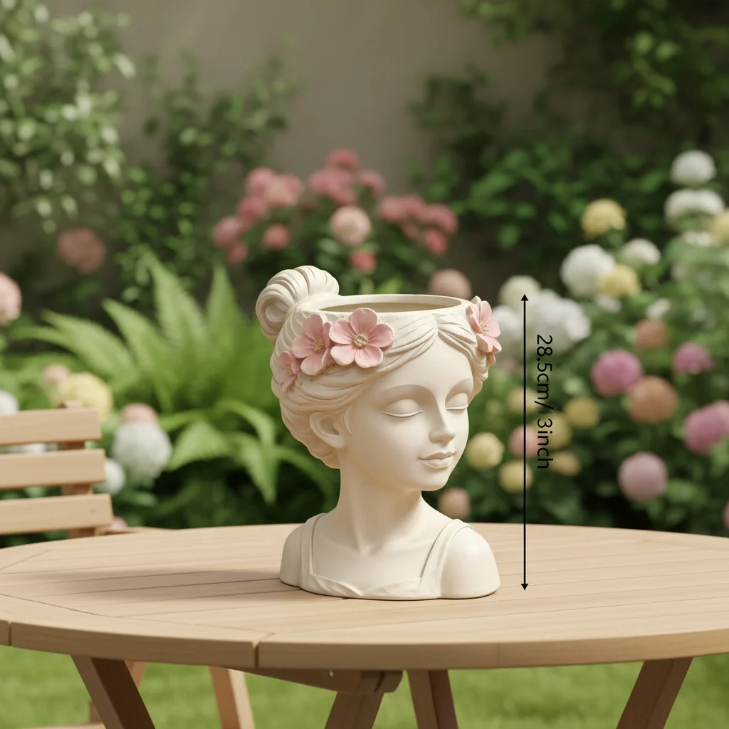 Custom Resin Lady Head Planter Artistic Beautiful Woman Face Flower Pot WIth Drainage Hole for Indoor Outdoor Decoration Decor