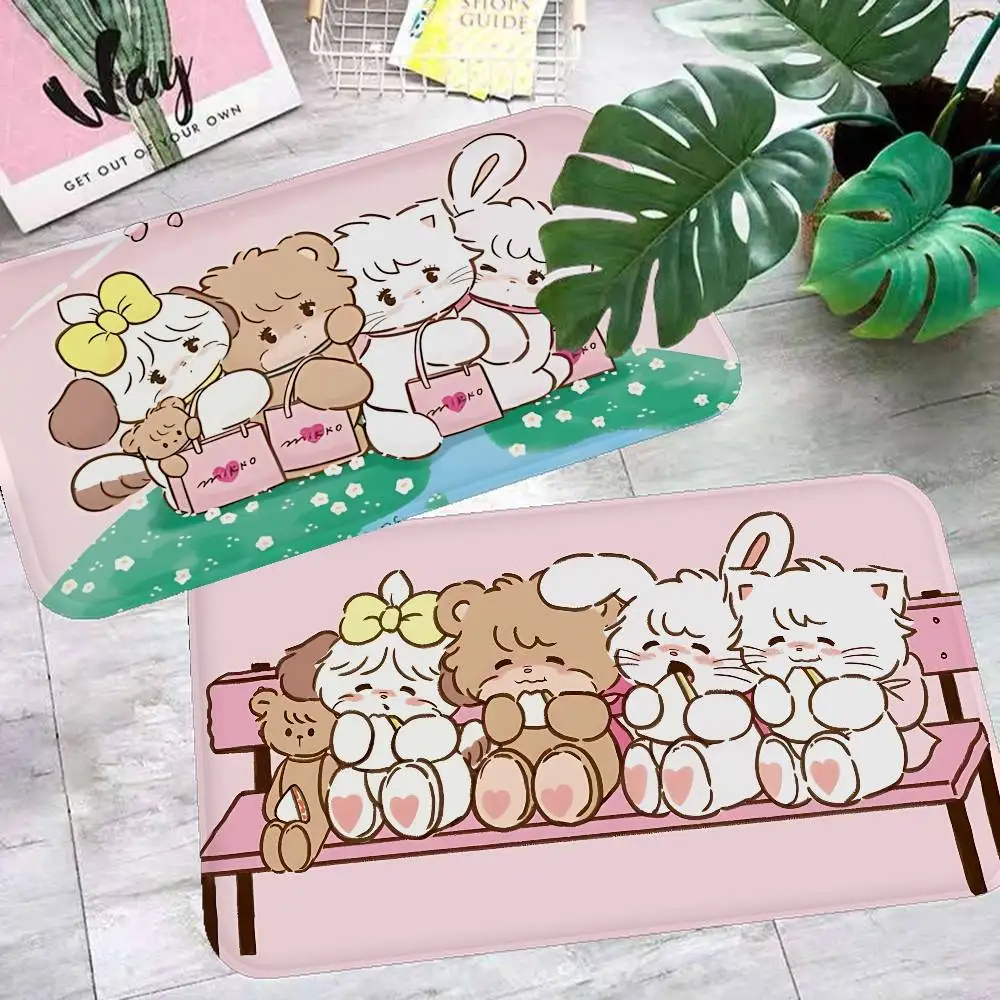 Cute M-Mikko I-Illustrations Bathroom Mat Anti-slip Absorb Water Long Strip Cushion Bedroon Mat Welcome Doormat