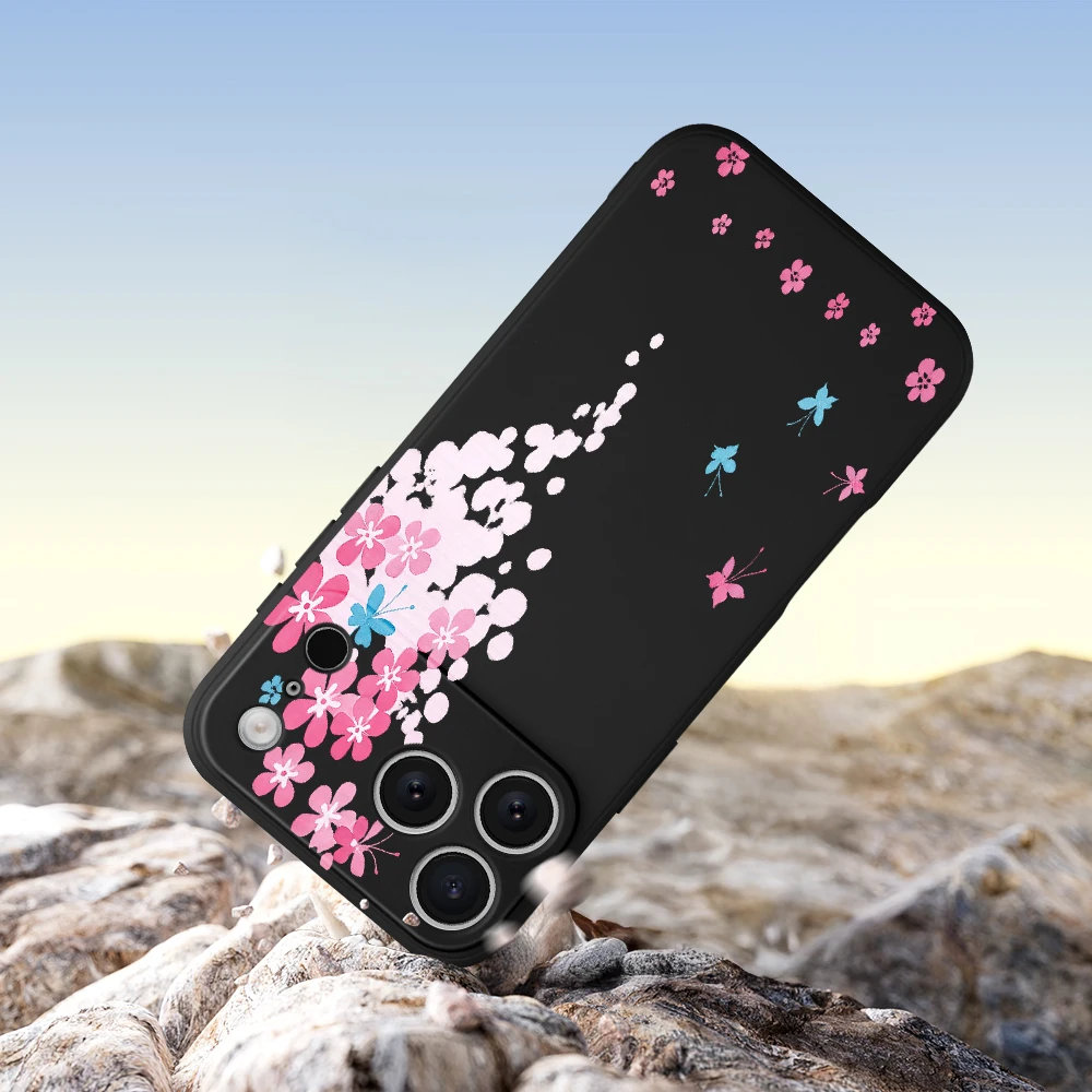رومانسية زهر الكرز غطاء من البولي يوريثان كوكه آيفون 17 برو ماكس 17 الهواء 16 15 14 13 12 11 برو ماكس XS Max7 8 Plus 16e 16 Plus