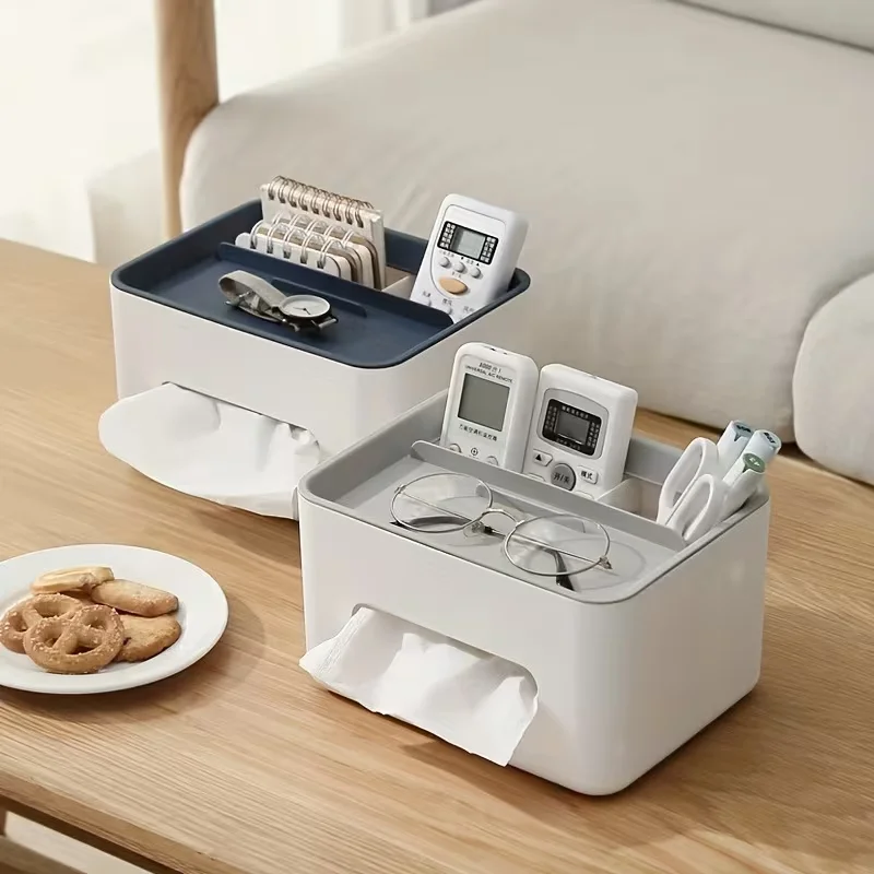 Multi-Functional Tissue Box with Phone Holder Organizer Storage Box - Home Decorative Kitchen Bathroom Tissue Box Holder