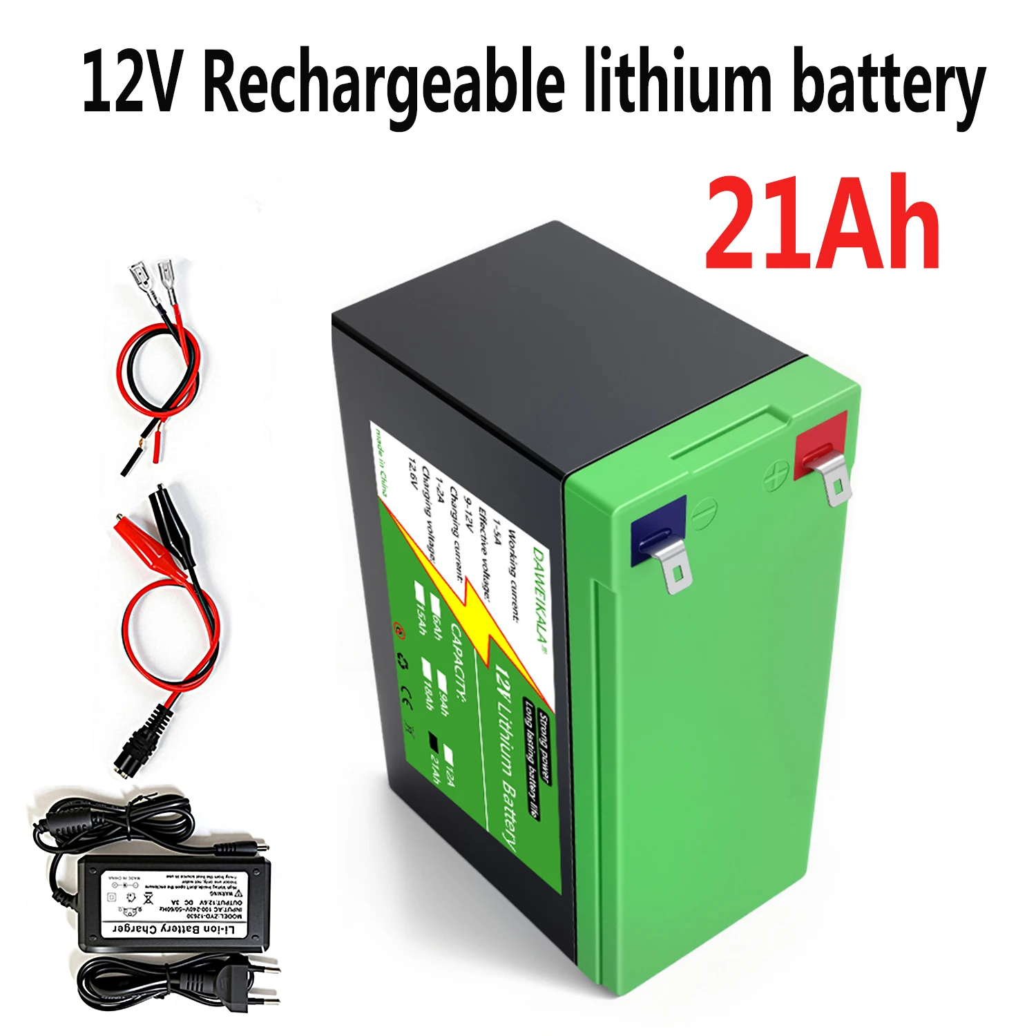 

Литиевая аккумуляторная батарея 12В 18650 для светодиодов, 21Ач, перезаряжаемая, со встроенной BMS.