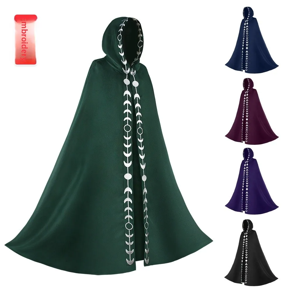 

Hooded Cloak Renaissance 5 Colors Embroidered loween Cosplay Performance Costume Women's Ethnic Stage Clothing