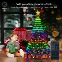 1.8CM/2.1CM RGB Christmas Tree Waterfall Lights With Star Topper,APP Remote Control LED String Lights Multicolor Fairy Light Indoor Outdoor 6