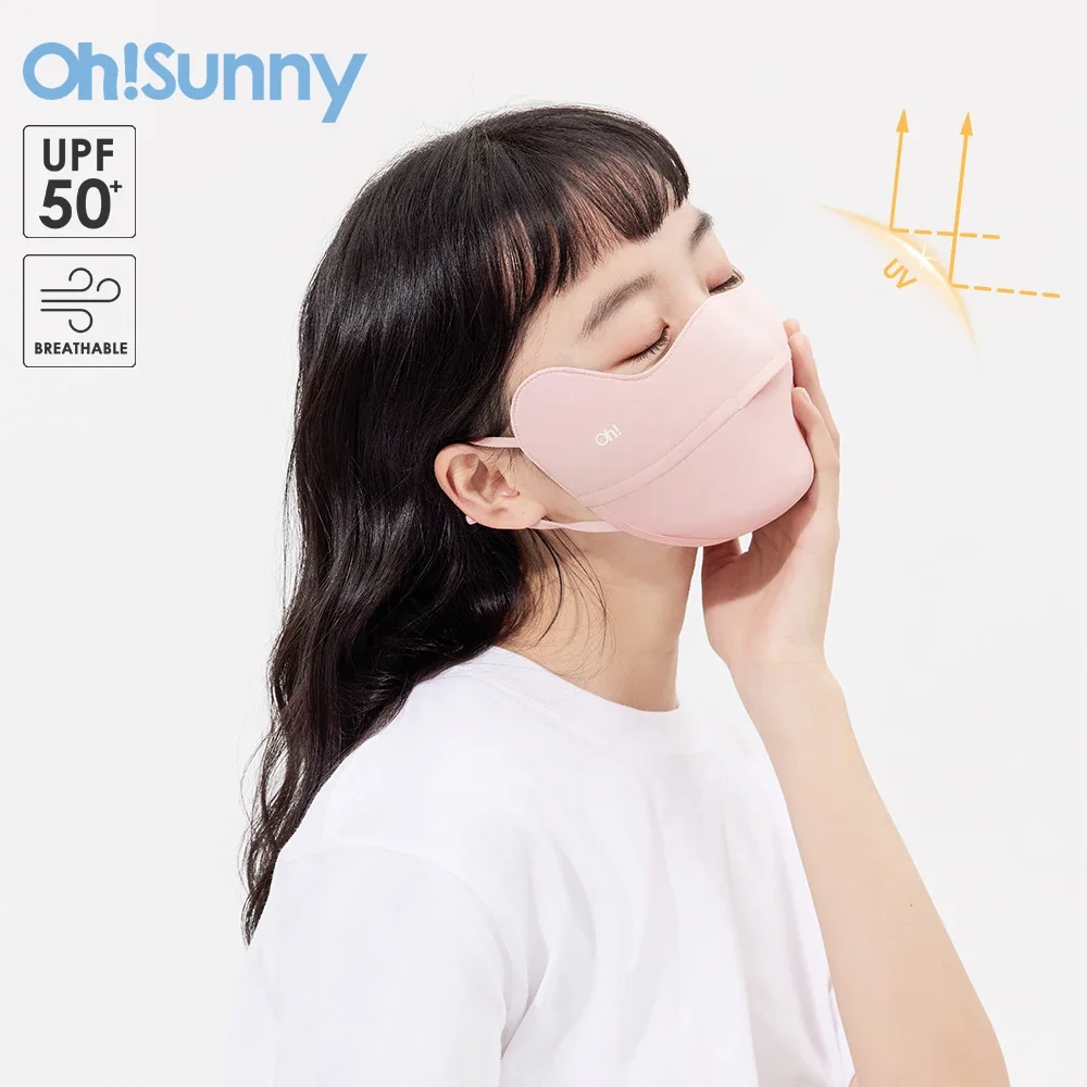 OhSunny-Protetor Solar Respirável Capa Facial, Exterior Anti-UV UPF1000 Plus Proteção Solar, Secagem Rápida, Nariz Aberto, Tecido Refrigeração Respirável, Cor Sólida