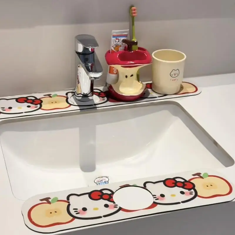 

2025 Sanrio New Cartoon Faucet Drain Pad Kawaii Hellokitty Washbasin Absorbent Pad Kitchen Sink Splash Proof Drain Pad