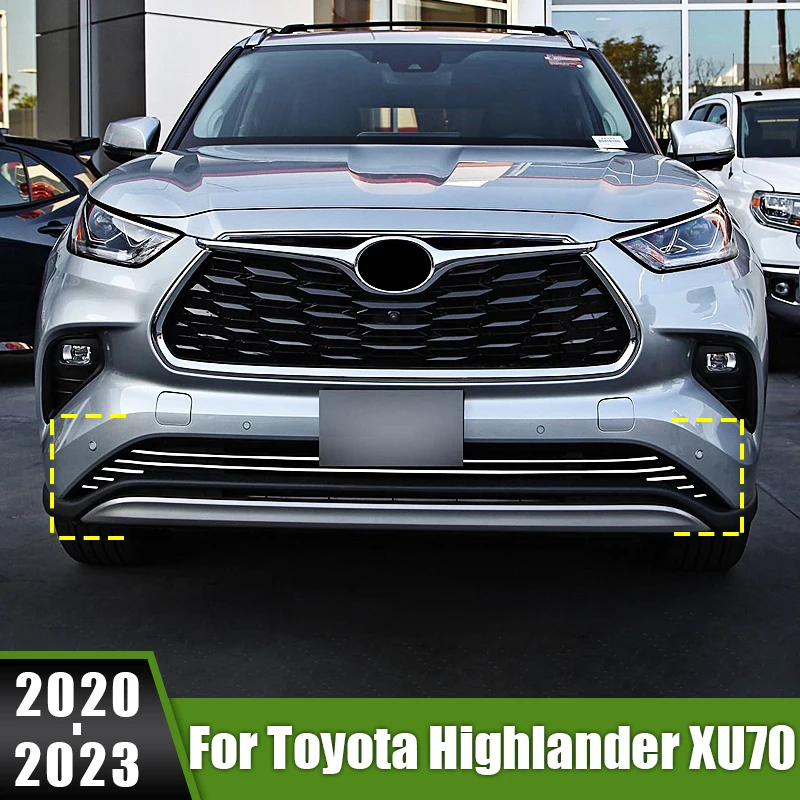 

For Toyota Highlander XU70 Kluger 2020 2021 2022 2023 Hybrid Stainless Car Front Middle Bumper Lower Center Mesh Grille Strips