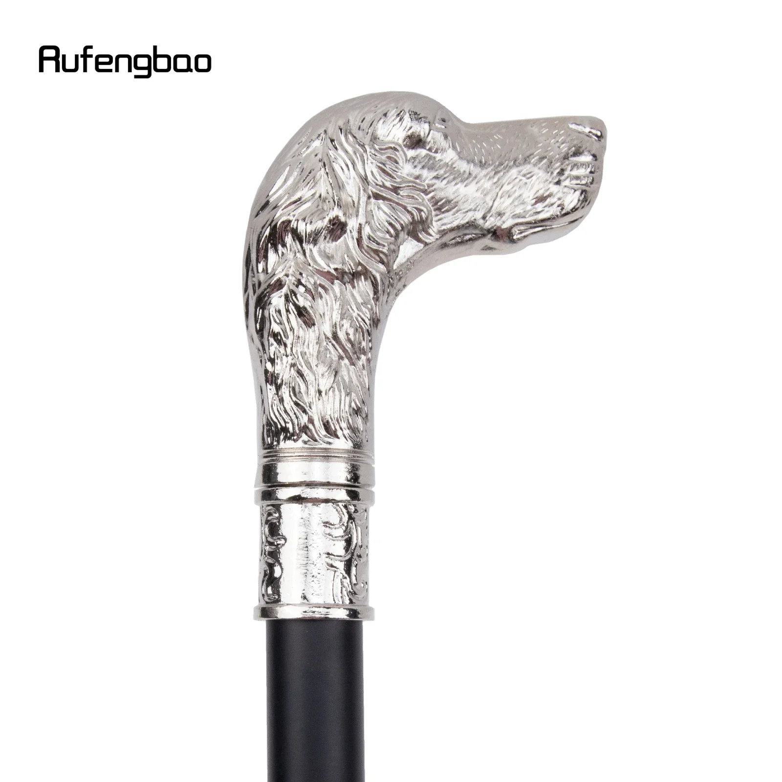 White Loyal Dog Head Walking Cane Fashion Decorative Walking Stick Gentleman Elegant Cosplay Cane Knob Crosier 93cm