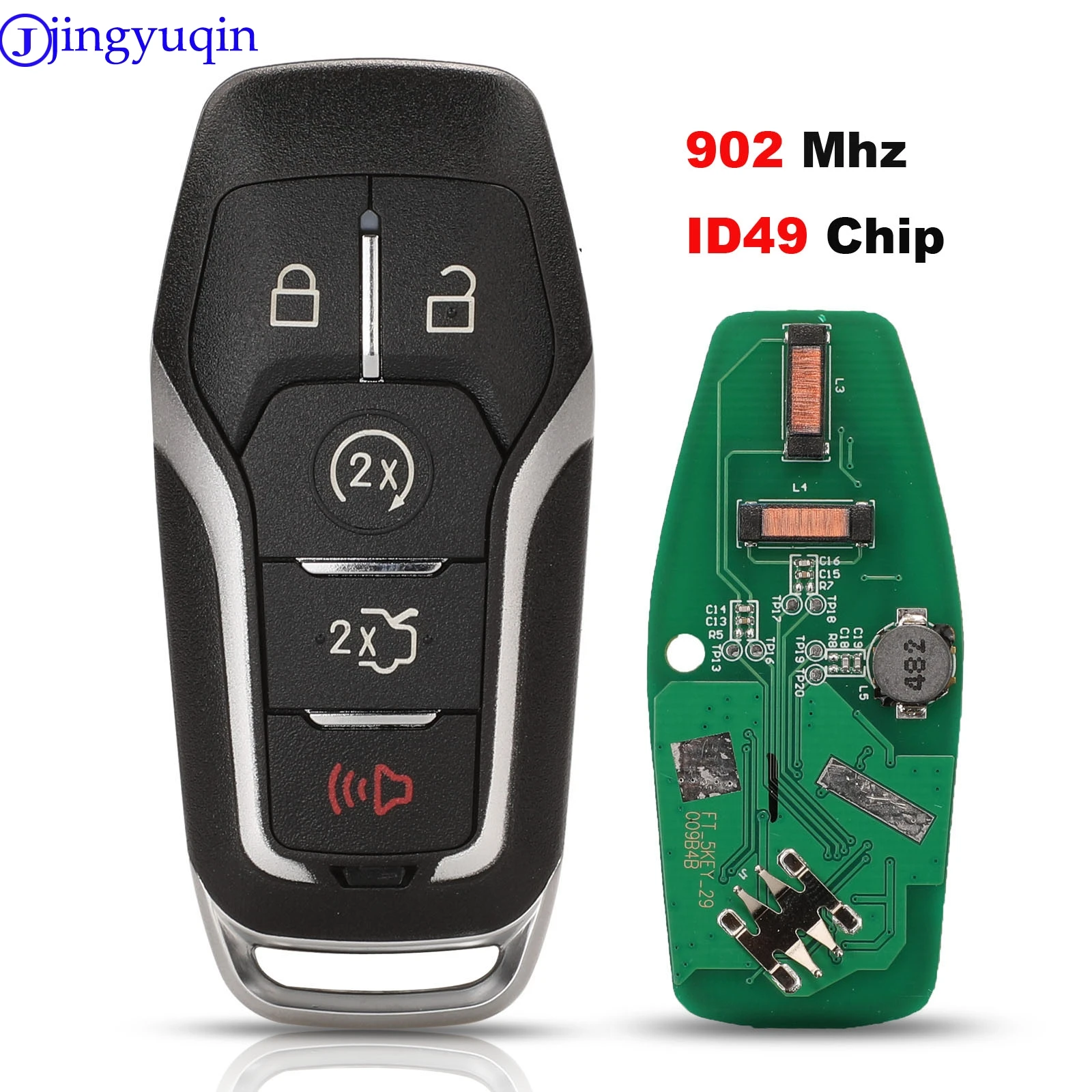 jingyuqin 902Mhz ID49 Full Smart Remote Car Key  Remote For Ford Fusion Explorer edge Mustang 2017 2018 Control Key