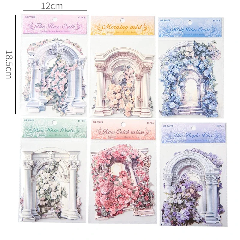 6 Style 15 Pcs/pack Graph Papers Vintage Arch Floral Theme Basic Handbook Decoration DIY Notebooks 2024 New