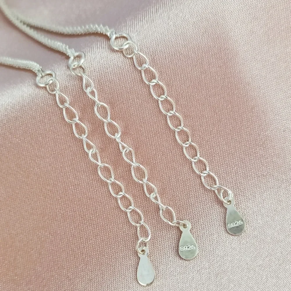 

S925 Sterling Silver Sparkling Bracelet, Finished Twisted Chain, Spring Clasp & Extension Chain DIY Accessory