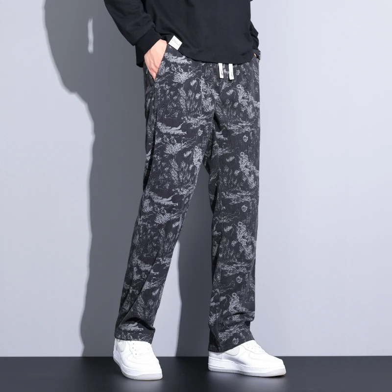 

Plus Size M-5XL Trendy Men Casual Pants Elasticity Straight Men's New Pants Korean Youth Loose Trousers Male Brand Clothes