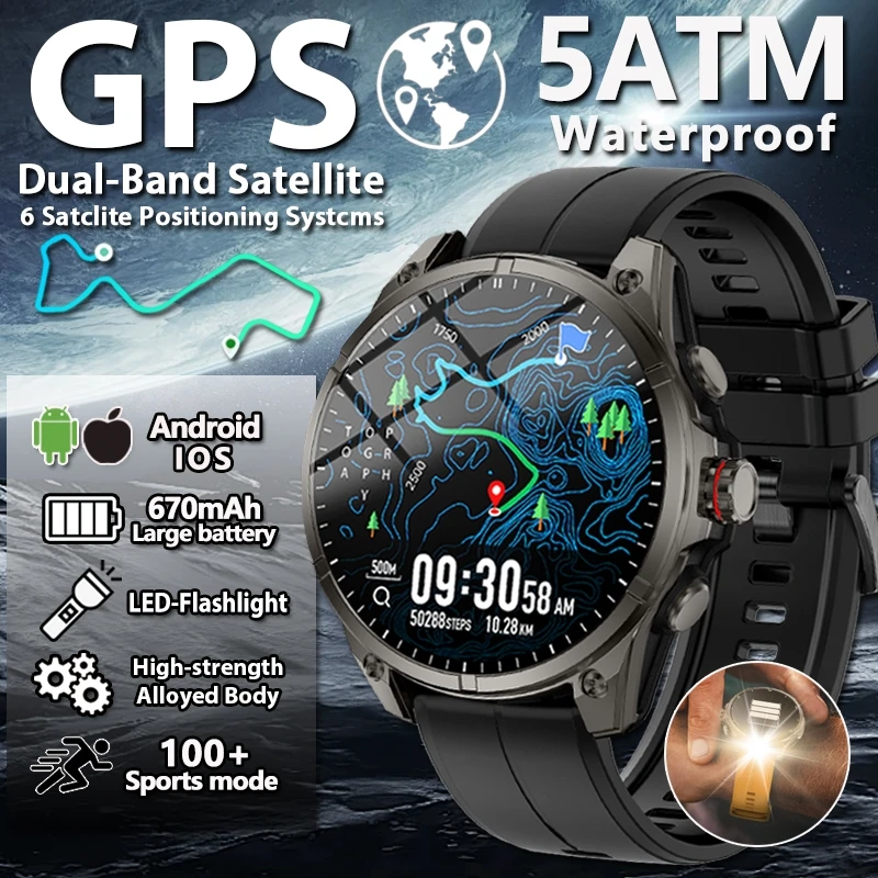 

Новые умные часы премиум-класса с GPS, уличный альтиметр, барометр, AMOLED-экран, компас, 5 АТМ, водонепроницаемые, военные, спортивные, умные часы для мужчин