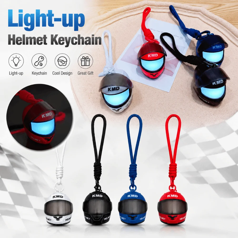 Cool Light-up Helmet Keychain Realistic Cartoon Mini Night Light Pendant Lightweight Versatile Helmet Bag Charm