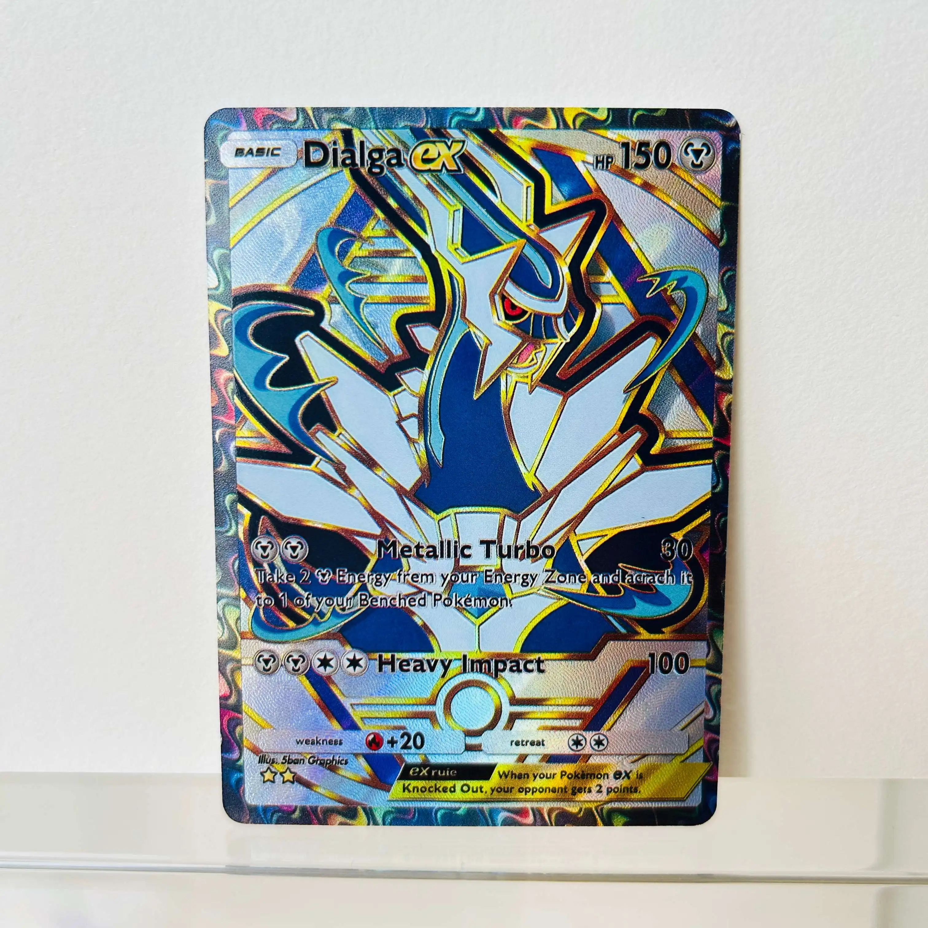 

Pokémon Dialga ex English Card Holographic Foil Texture DIY Premium Anime Collection Card