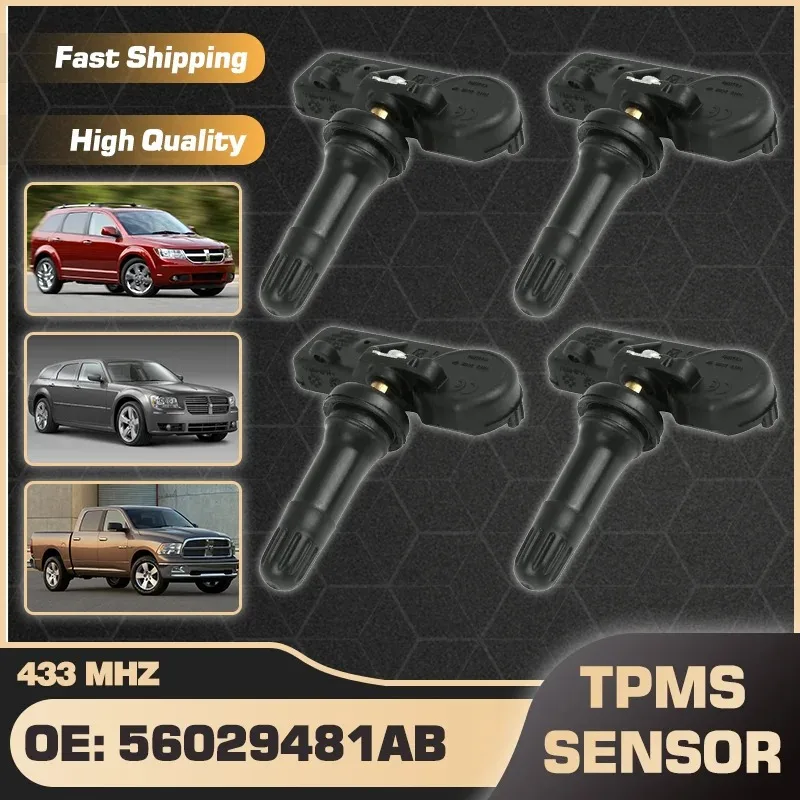

4 шт., 433 МГц, автомобильный датчик TPMS, датчик давления в шинах для Dodge Journey 2009-2010 Magnum 2008 Ram 2009-2010 56029481AB 56029359AA