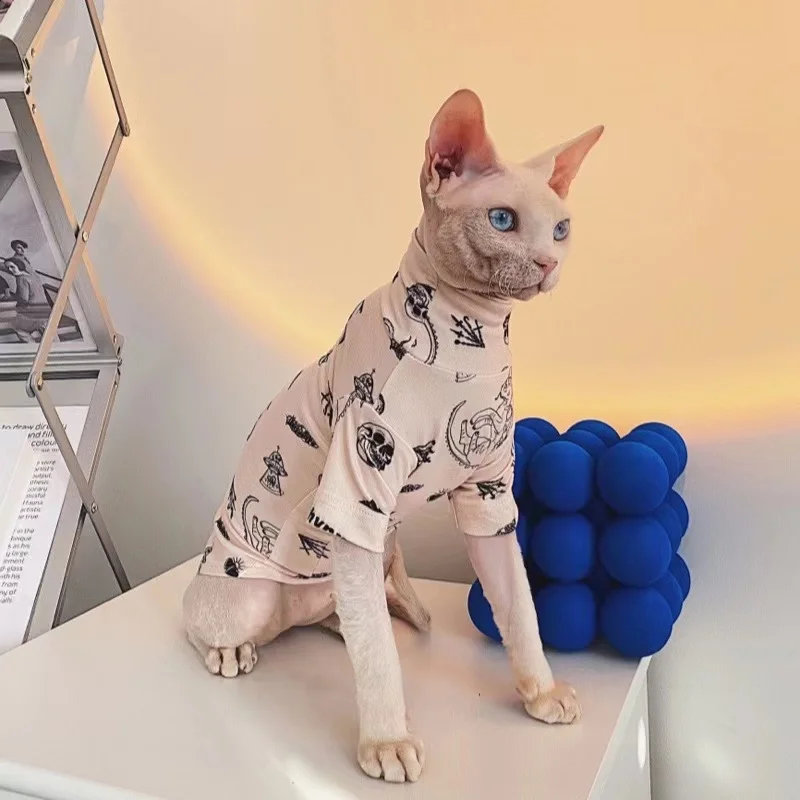 Spyhnx Sphinx Hairless Cat Clothes Snugly Original Devon Konis Tattoo Close-fitting Comfortable Undercoat T-shirt Cat Pajamas