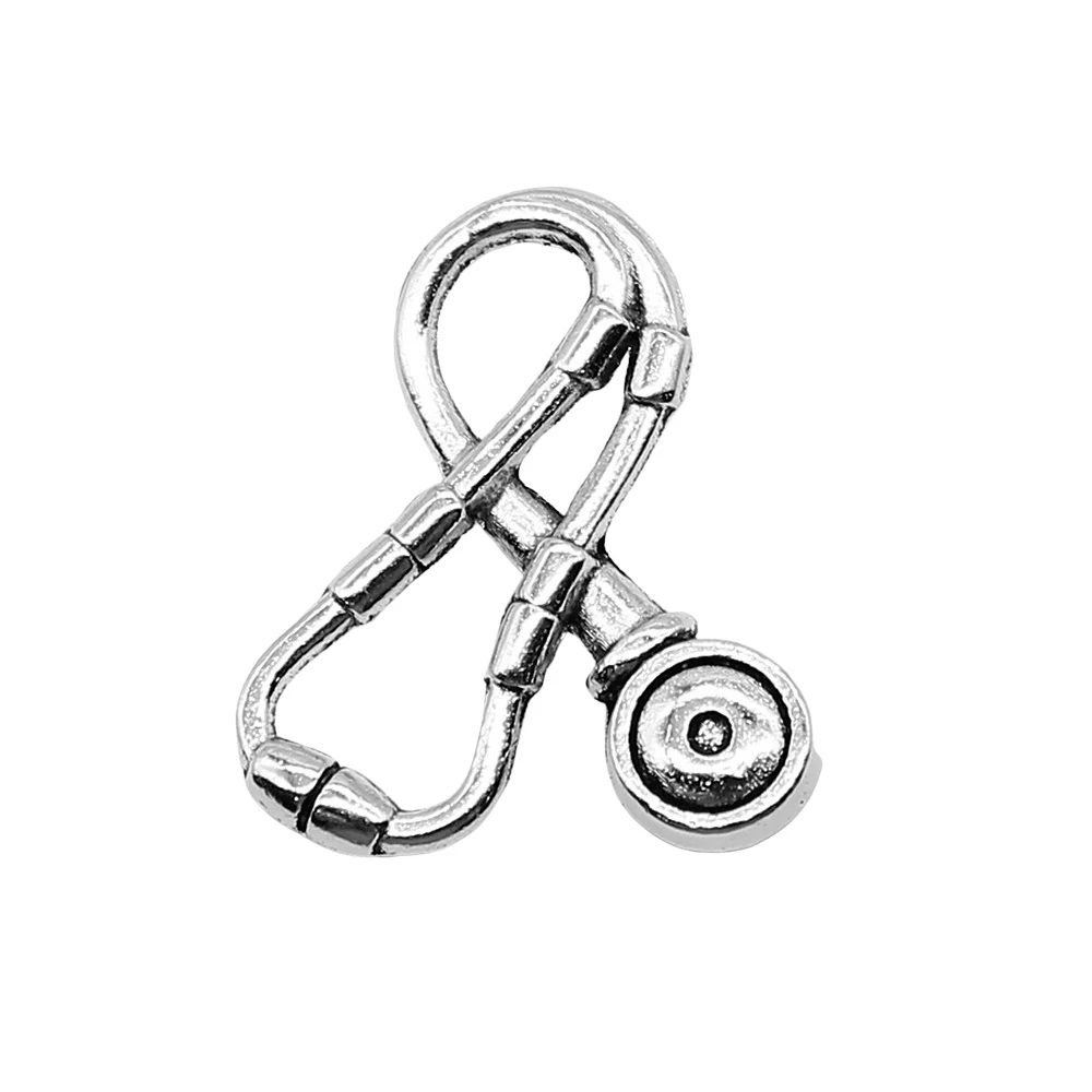 10pcs/lot 18x23mm Stethoscope Charms For Jewelry Making Antique Silver Color 0.71x0.91inch