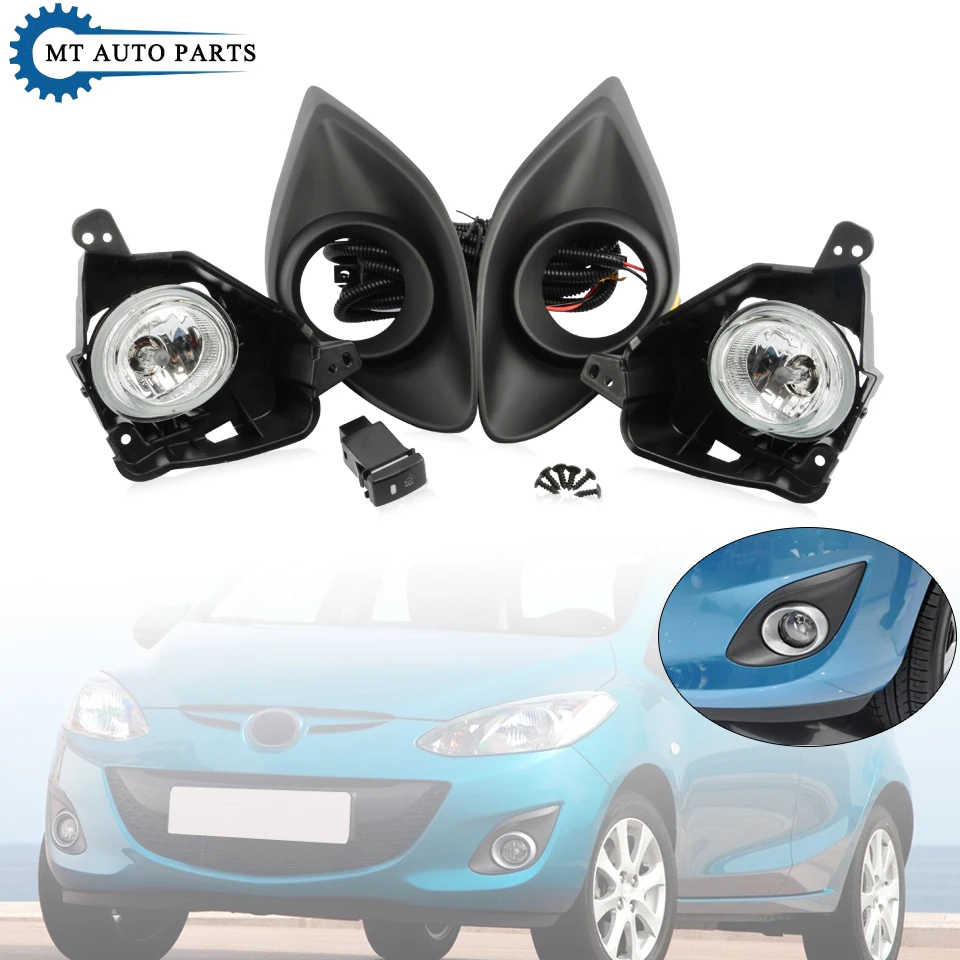 MTAP Front Bumper Fog Light Reflector Lamp Modification Set For Mazda 2 Demio 2010 2011 2012 2013 2014 Foglight Upgraded Kit